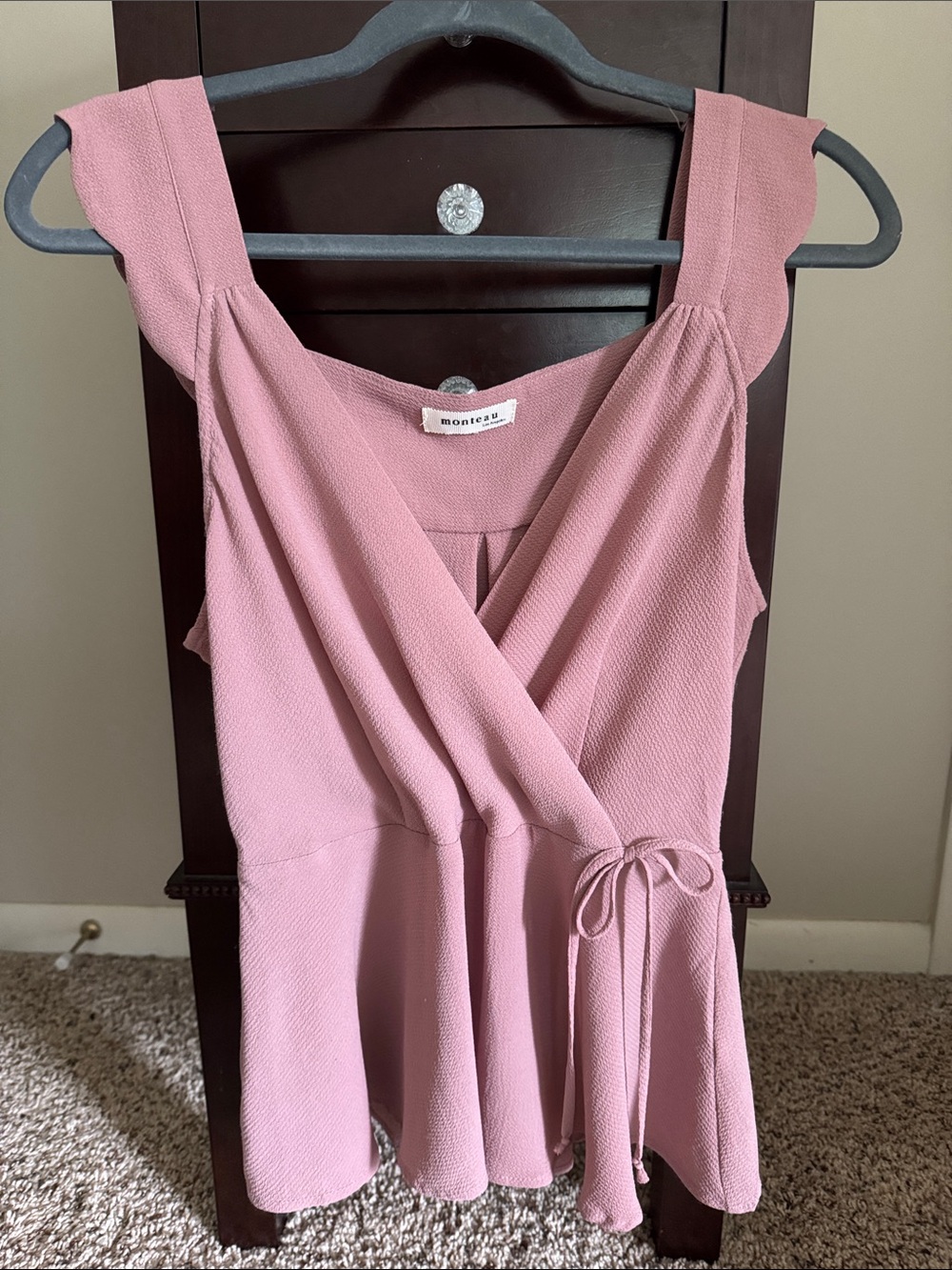 Monteau Dusty Pink Wrap Peplum Camisole